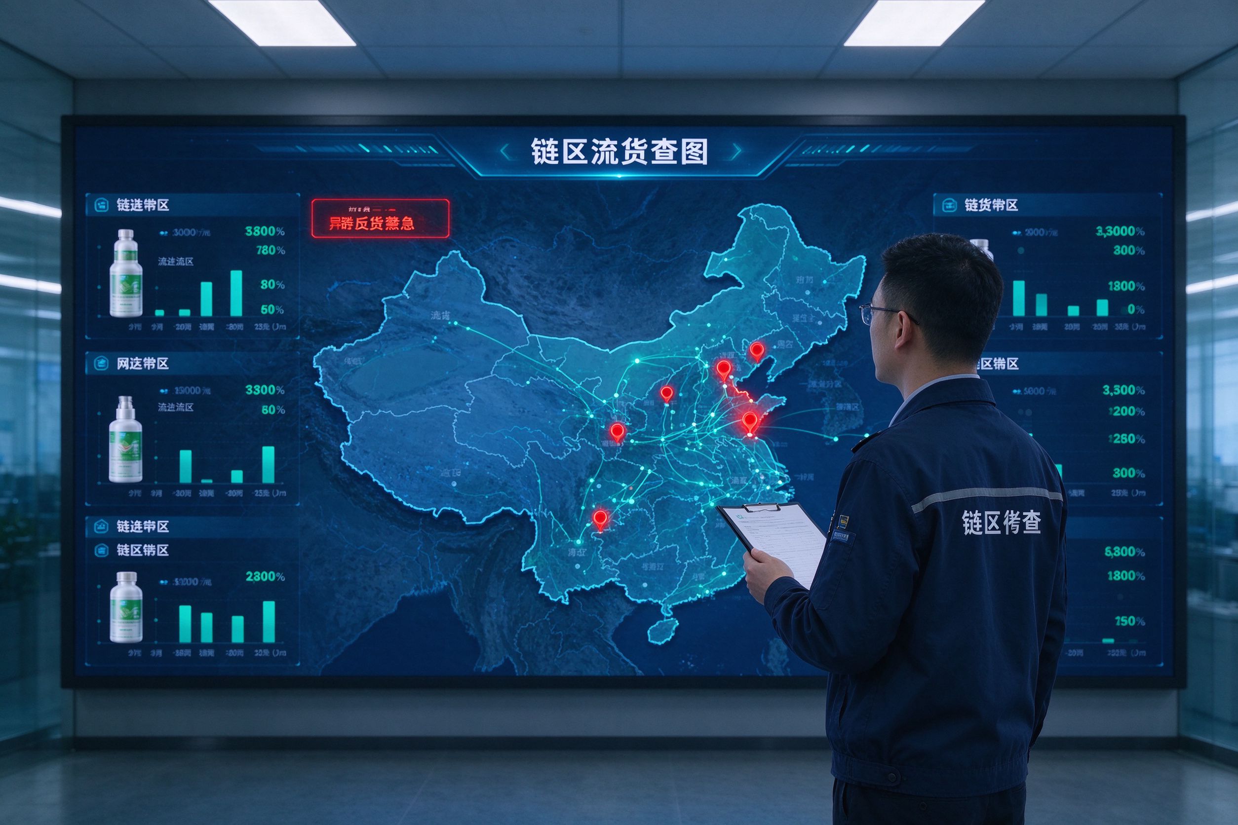渠道稽查人员查看产品流向地图